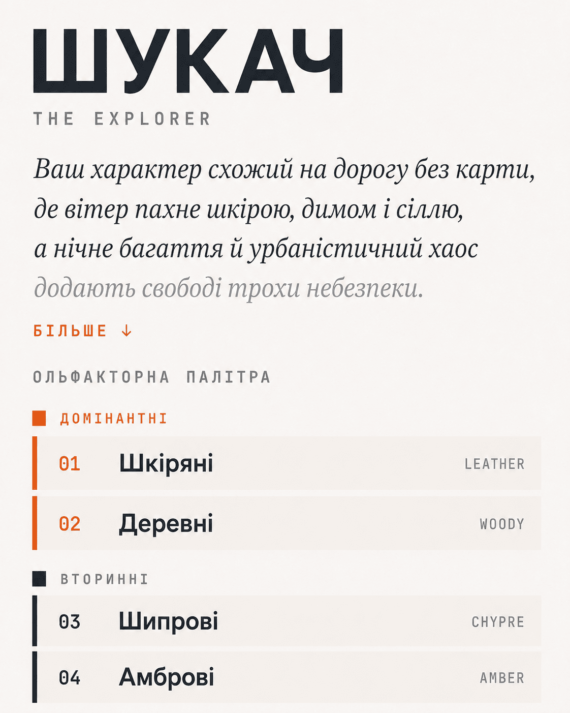 Ольфакторний профіль — Шукач